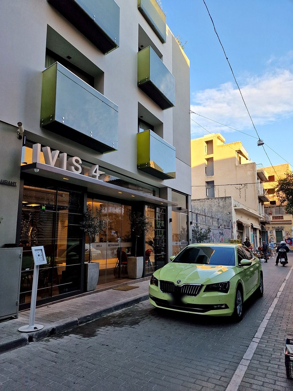 Taxi at a boutique hotel in Athens